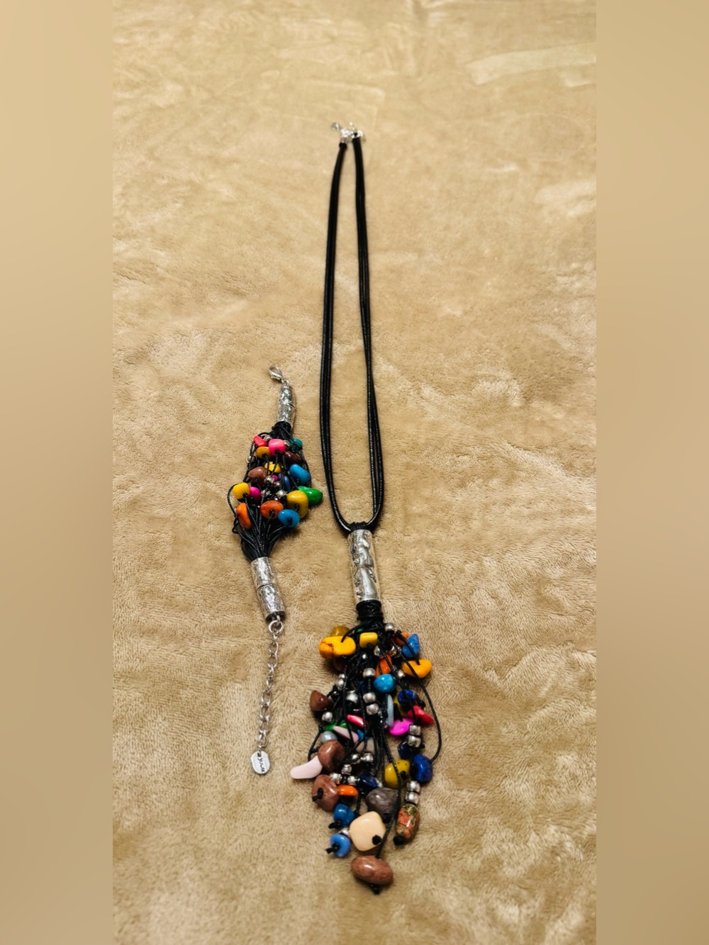 Multicolor Bead Tassel Pendant Necklace
